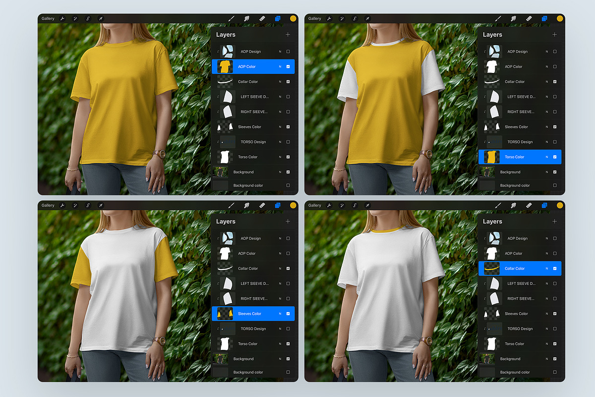 7 Mockups T-Shirt for Procreate, a Shirt Mockup by Grow Design Craft Studio