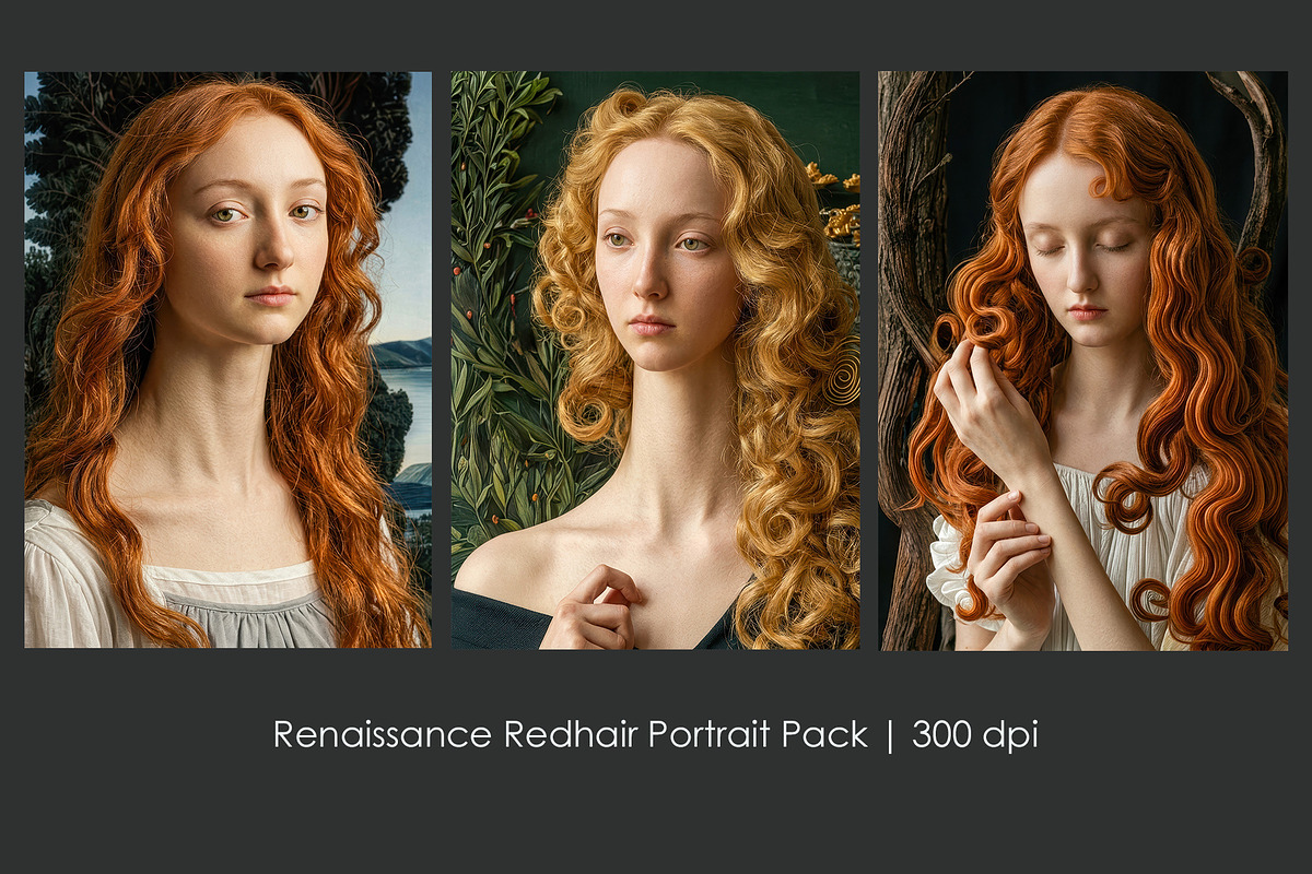 Renaissance Redhair Portrait Pack, a Person Illustration by StockVerse Creative (Photo 1 of 4)