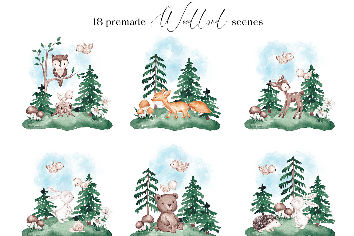 Woodland animals clip art, an Animal Illustration by SirenaArt (Photo 8 of 11)