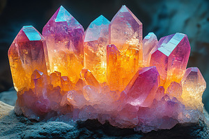Pure and clean pink quartz crystal clusters, a Nature Photo by AlyaAnd