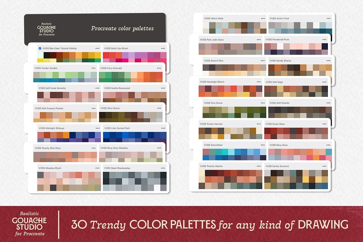VVDS Realistic Gouache Studio, a Brush Add-On by Vintage Voyage Supply (Photo 8 of 10)