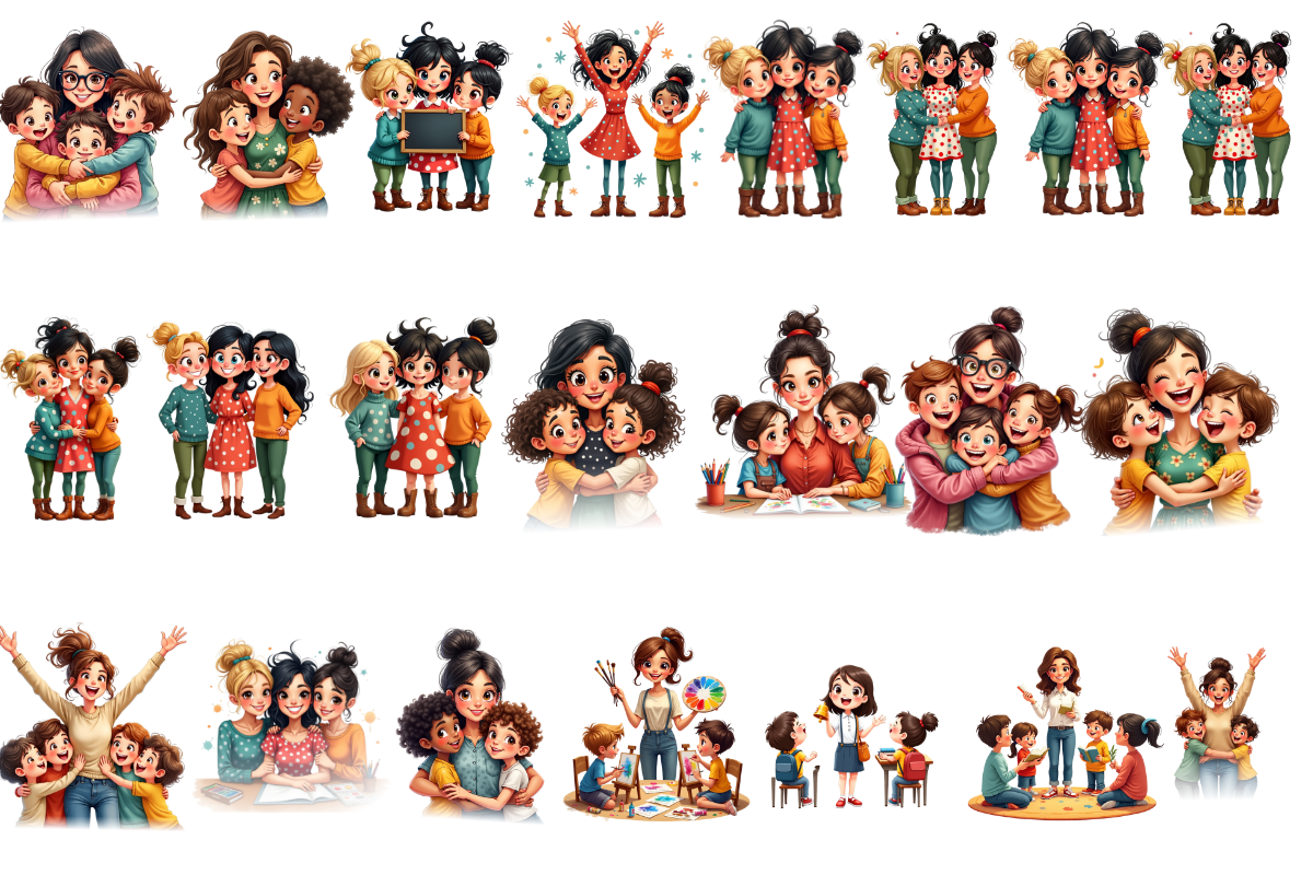 Teacher and Students Clipart Bundle, a Graphic by Design Forest (Photo 4 of 6)