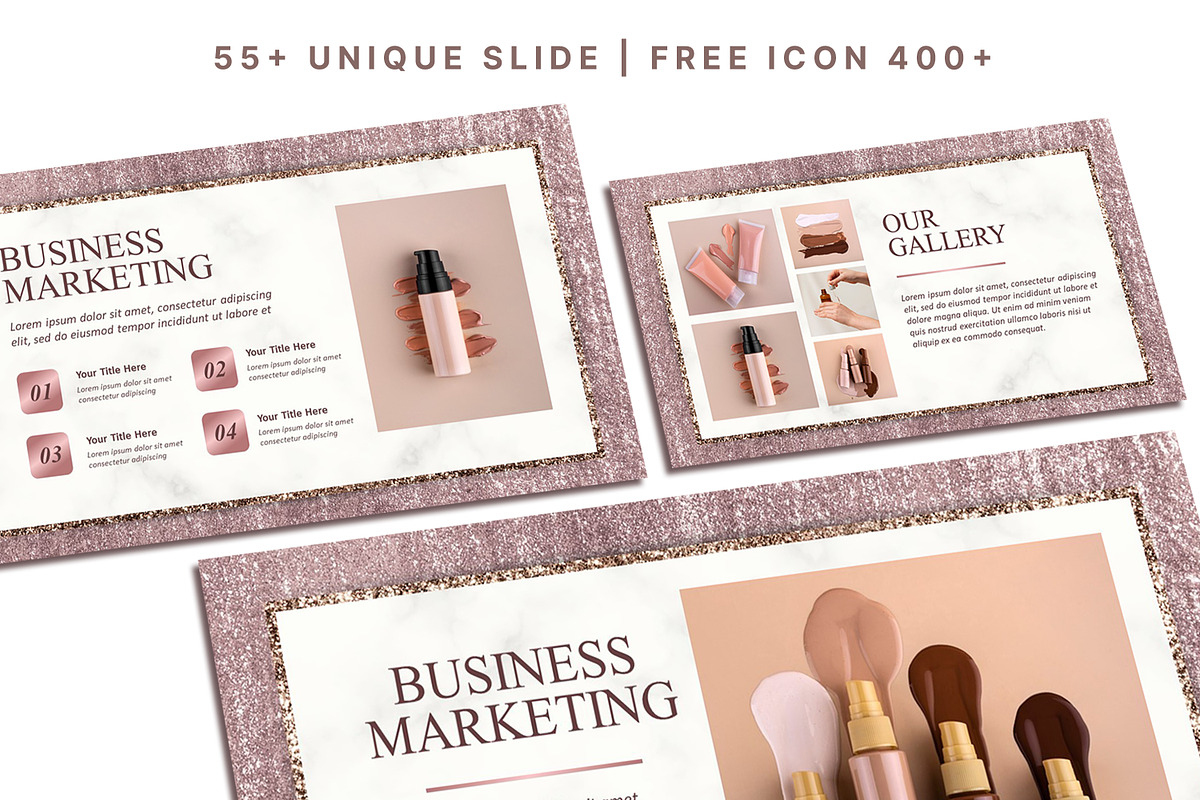Beauty Rose Gold Powerpoint Template, a Presentation Template by SKY CREATION (Photo 2 of 6)