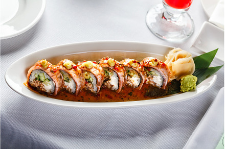 Baked warm sushi rolls with eel, a Food & Drink Photo by Irina Burakova