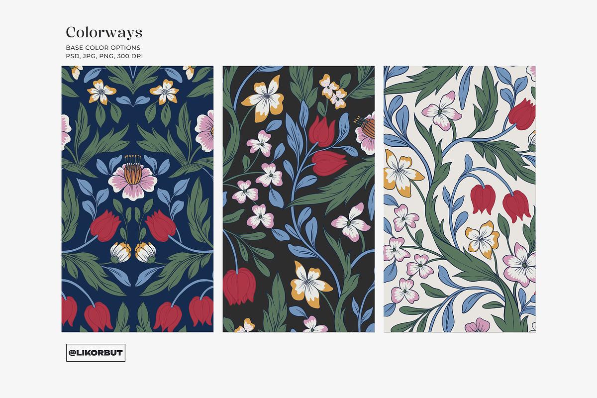 Elegant Botanical Floral Pattern, a Pattern Graphic by likorbut (Photo 8 of 11)