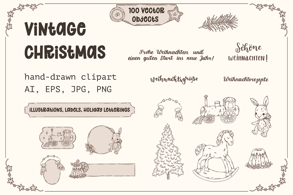 Vintage Christmas, a Seasonal Illustration by Digitaliya (Photo 1 of 9)