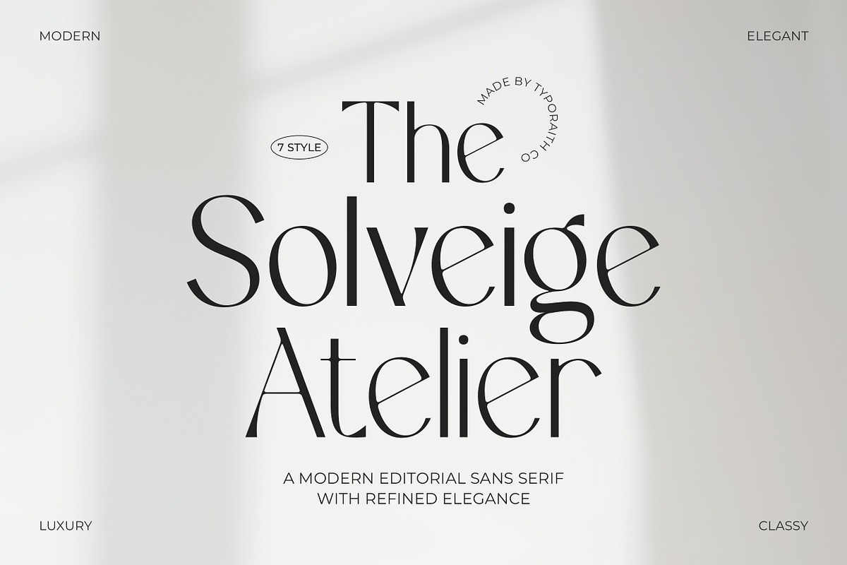 The Solveige Atelier Font Family, a Sans Serif Font by Typoraith Co (Photo 1 of 12)