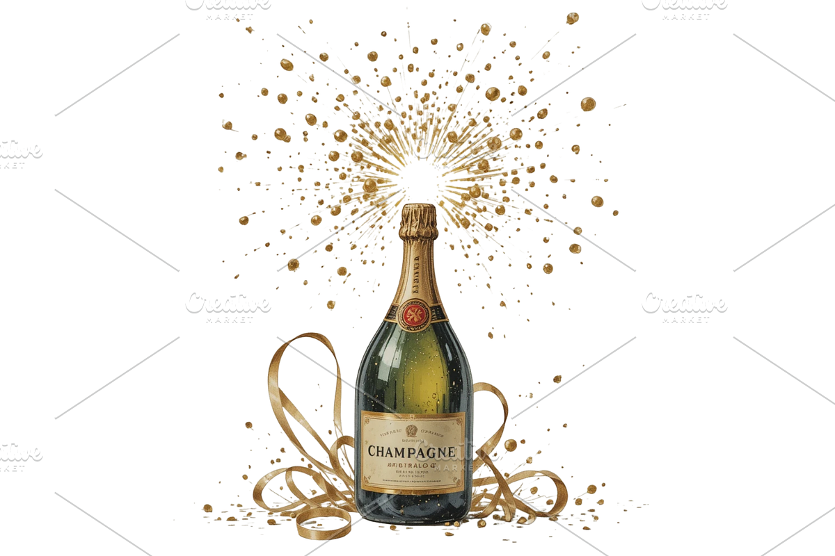 Vintage New Year's Eve clipart, a Seasonal Illustration by Creative design (Photo 2 of 7)