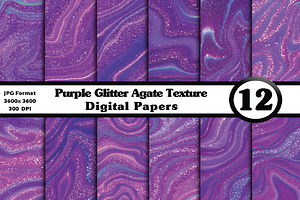 Purple Glitter Agate Digital Texture