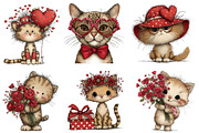 Quirky Valentines Cats Clipart, an Illustration by Dream Creation (Thumbnail 5 of 7)