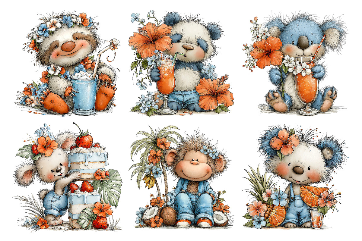 Tropical Fruit Party Animals Clipart, a Seasonal Illustration by Daily.Designs (Photo 4 of 5)