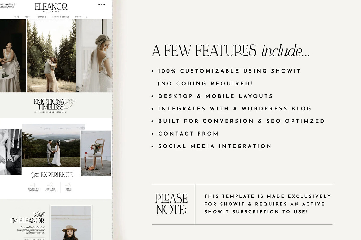 Eleanor Showit Website Template, a Marketing Template by Rachel Kick (Photo 4 of 4)