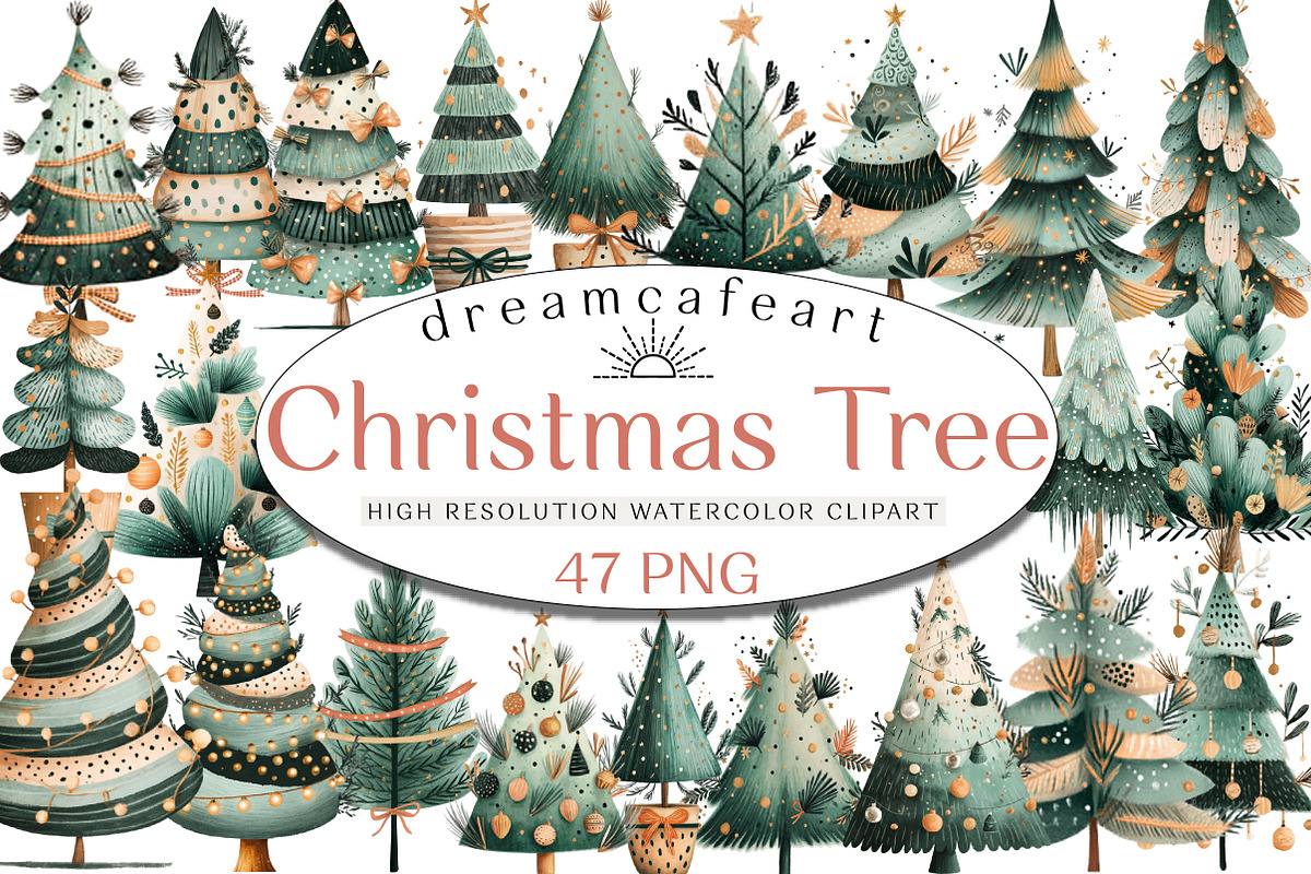 Hand-Drawn Christmas Tree PNG, an Illustration by DreamCafeArt (Photo 1 of 8)