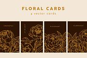 Retro, engraved peony flower cards, a Decorative Illustration by Good Studio (Thumbnail 1 of 6)