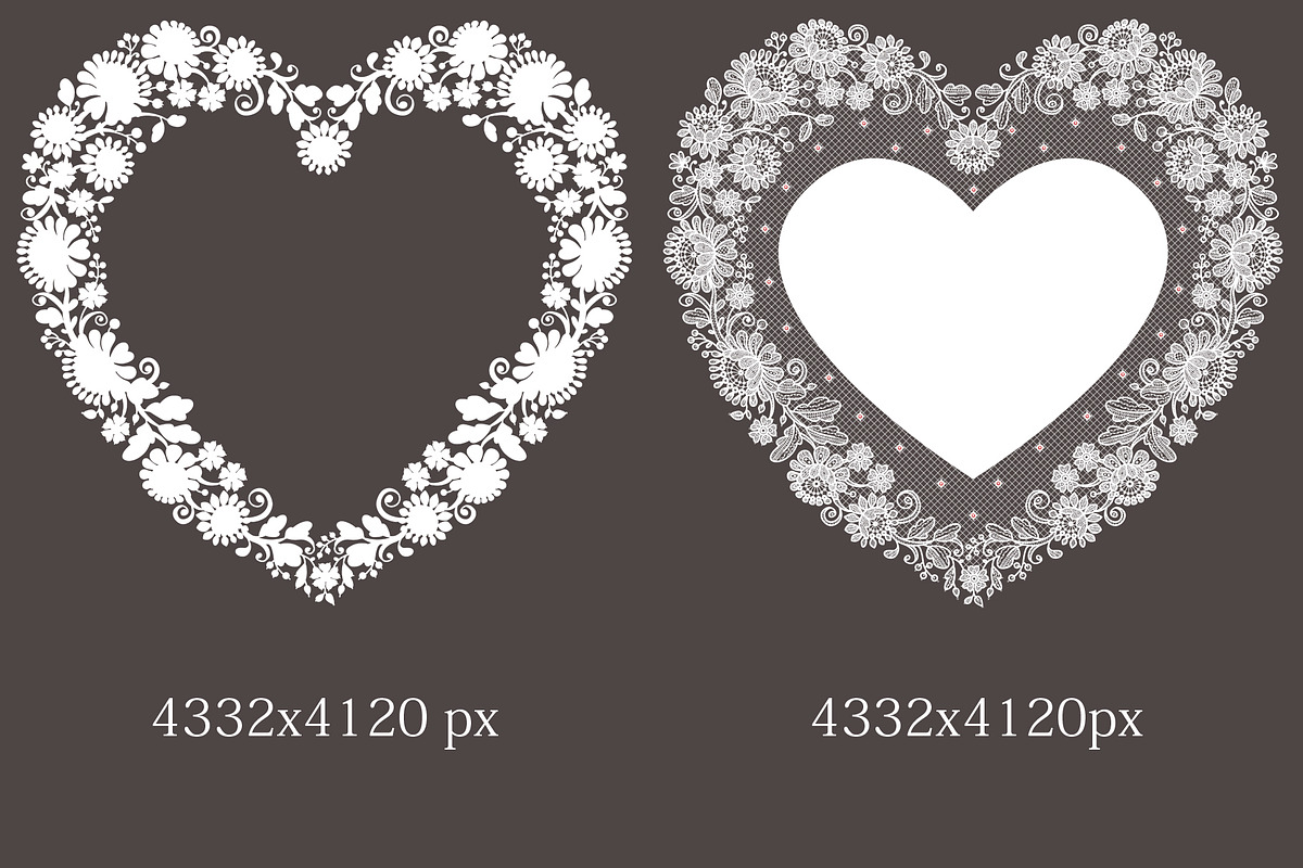 Wedding lace birds, heart shapes., a Pattern Graphic by Ajuga (Photo 2 of 5)