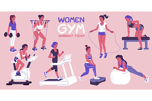 Women gym workout today vector, a Sport Illustration by Sabelskaya