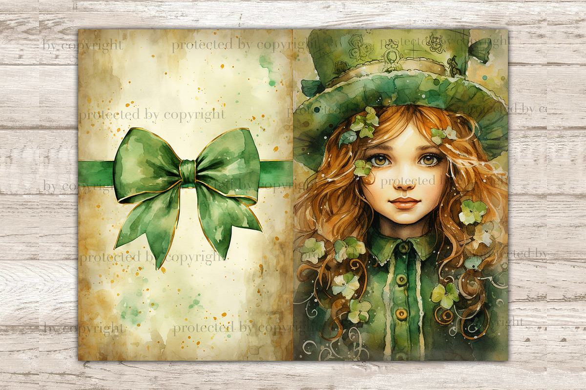 St. Patrick's Day Junk Journal Paper, a Seasonal Illustration by GlamArtZhanna (Photo 9 of 10)