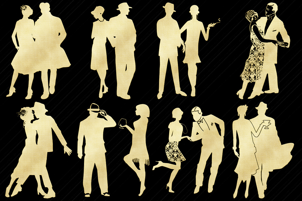 Gold Foil Gatsby Couples Clip Art, a Person Illustration by FrankiesDaughtersDesign (Photo 4 of 4)