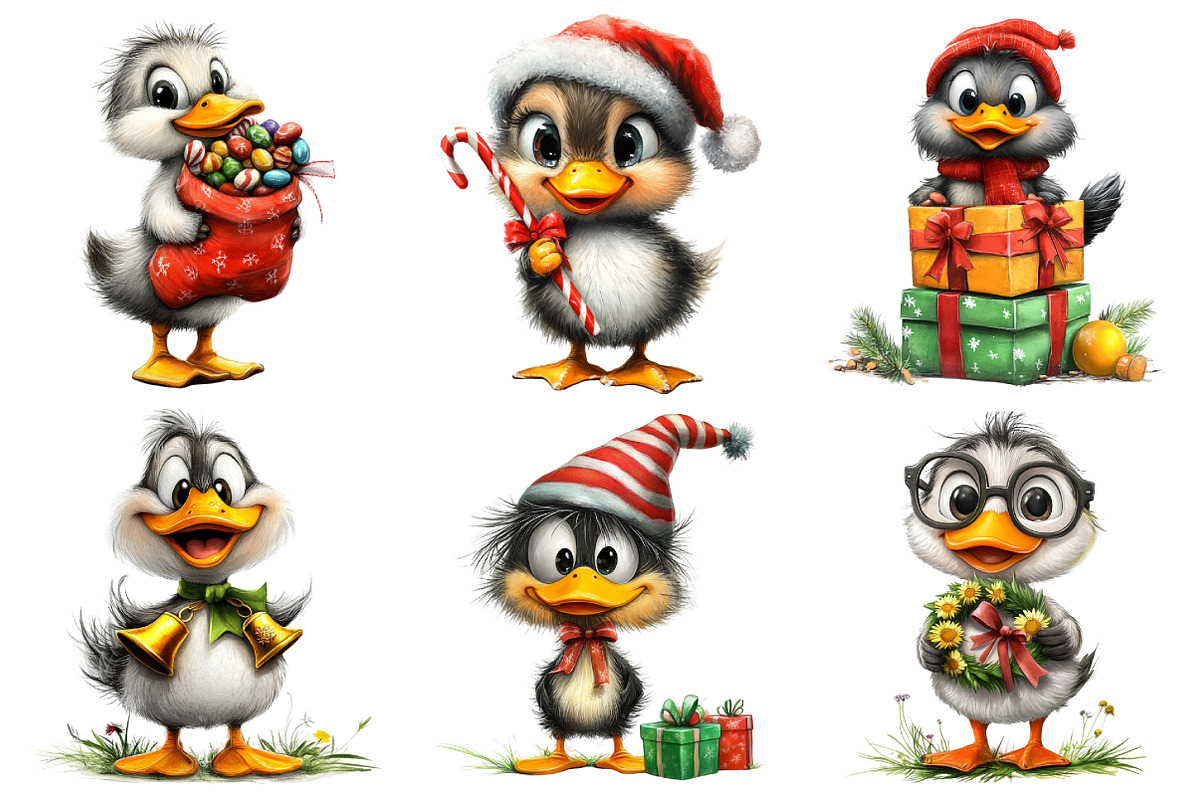 Whimsical Christmas Duck Clipart, an Illustration by Daily.Designs (Photo 3 of 5)