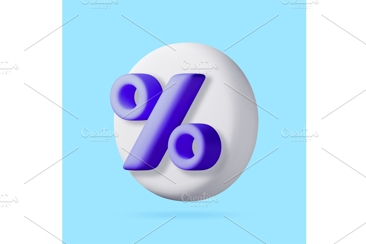 3D Percentage sign on white circle., an Object Illustration by Abscent