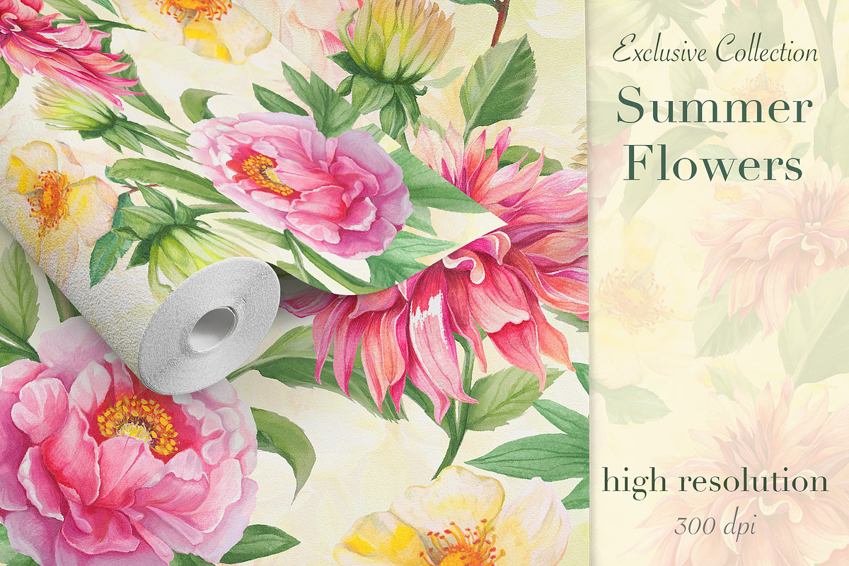 Summer flowers seamless pattern, a Pattern Graphic by Yana Dobrik (Photo 4 of 11)