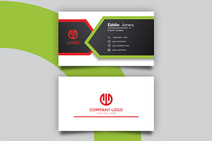 Green And Red Line Business Card