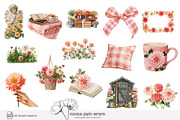 100 watercolour dahlia clip art, a Seasonal Illustration by Poppy Lane Studio (Thumbnail 11 of 12)