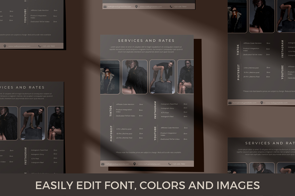 4 Page Media Kit Template Dark Theme, a Presentation Template by CoCreatorDesigns (Photo 3 of 10)