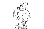 School boy riding bmx bycicle, an Education Illustration by Funky corner (Thumbnail 2 of 2)