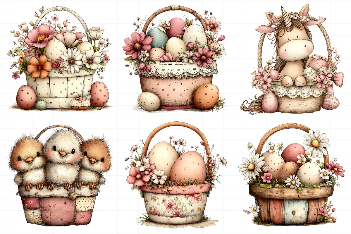 Easter Basket Clipart Set, an Illustration by Daily.Designs (Photo 4 of 8)