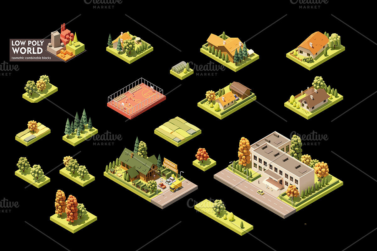 Vector isometric world map elements, an Object Illustration by tele52 (Photo 34 of 39)