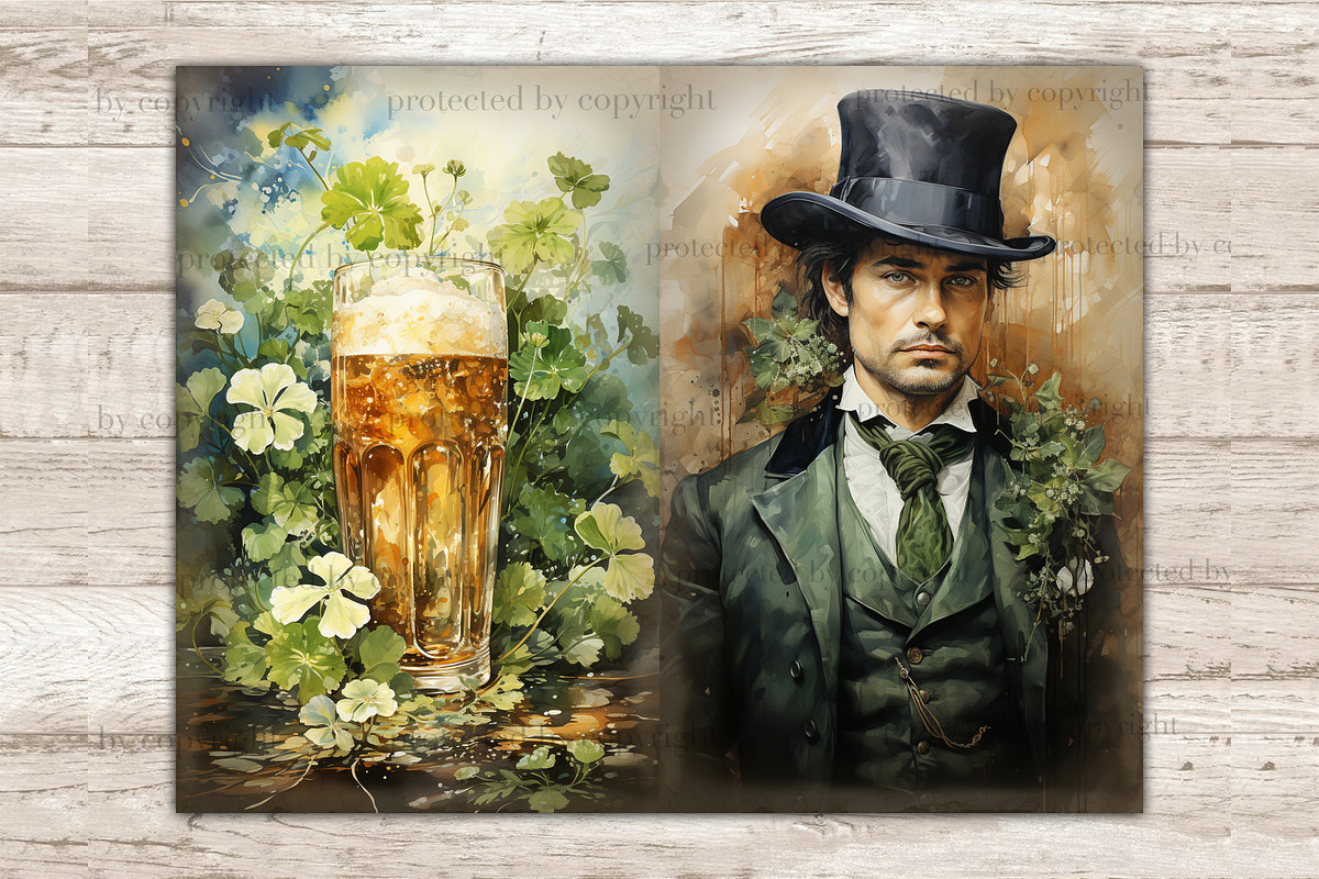 St. Patrick's Day Junk Journal Paper, a Seasonal Illustration by GlamArtZhanna (Photo 10 of 10)