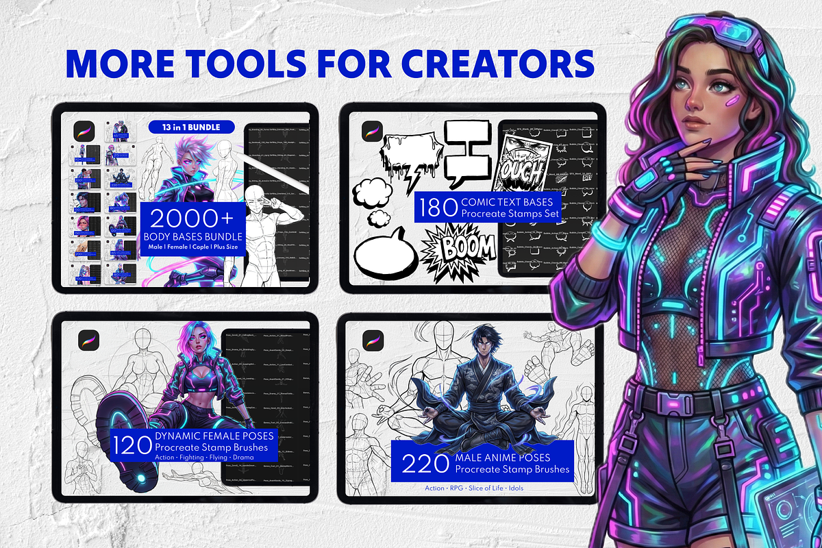 Comic Storyboard Procreate Stamps, a Brush Add-On by Selentaori Studio (Photo 11 of 11)
