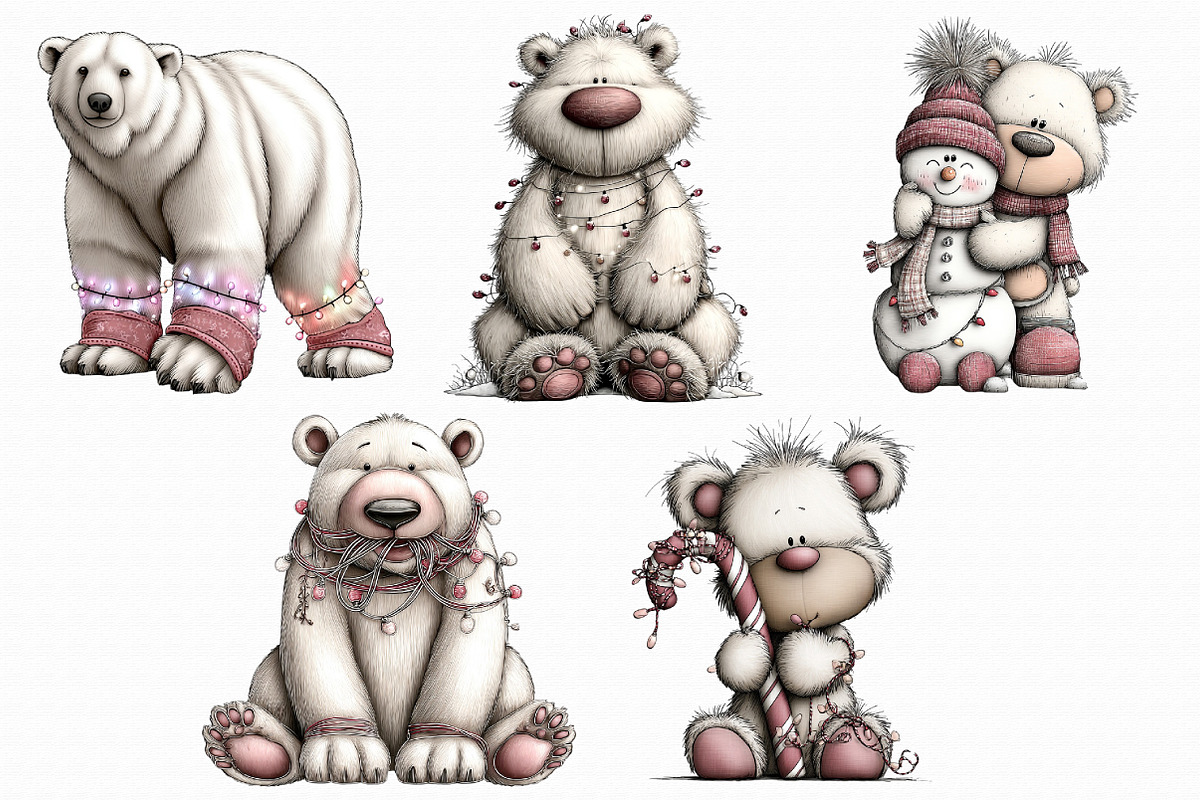 Christmas Polar Bear Lights Clipart, an Illustration by Libby Wishes (Photo 6 of 9)