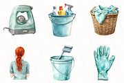 Watercolor Cleaning Clipart, an Illustration by OK Design (Thumbnail 3 of 5)