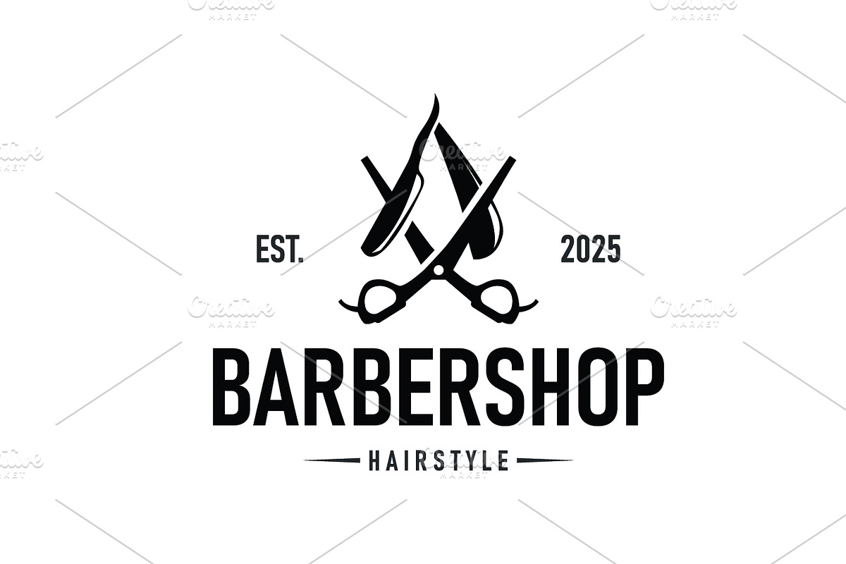 vintage retro modern barbershop logo, a Branding & Logo Template by Maylianaw28