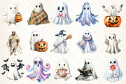 Cute Ghost Halloween Clipart, an Illustration by DreamCafeArt (Thumbnail 2 of 4)
