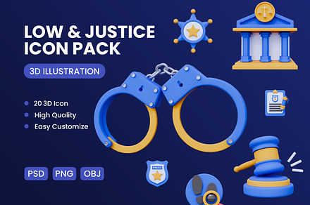 Law and Justice 3D Icons Pack
