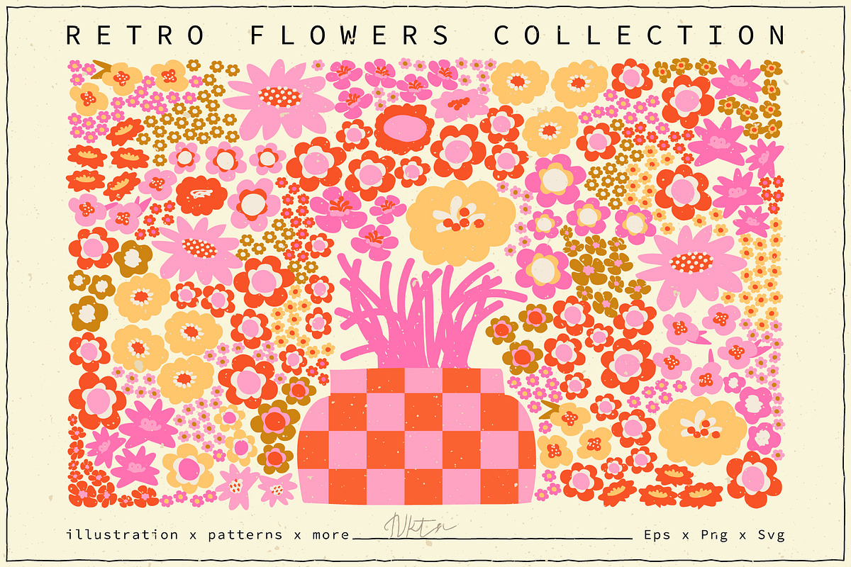 Retro Flowers Collection, a Pattern Graphic by NKTN (Photo 1 of 15)