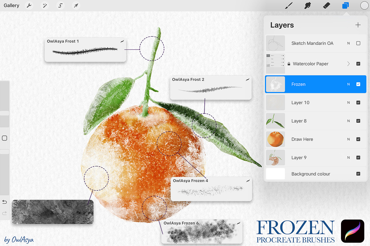 Frozen Procreate Brushes Collection, a Brush Add-On by owlasya (Photo 5 of 5)