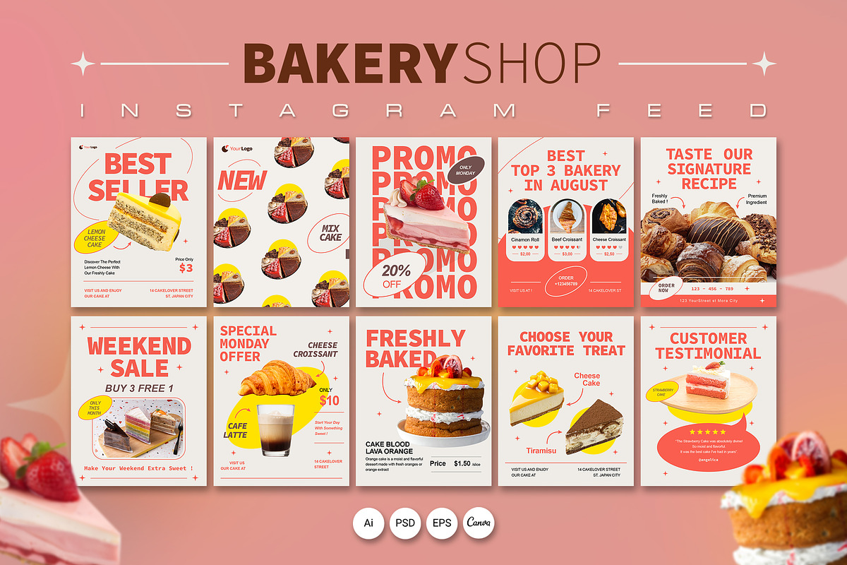 Promotion-Bakery Shop Instagram Feed, a Social Media Template by Jiwstudio (Photo 1 of 5)