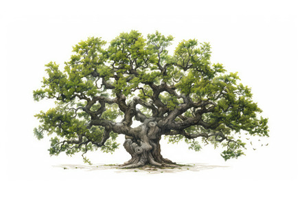Majestic oak tree watercolor, an Illustration by Aimagenarium@gmail.com