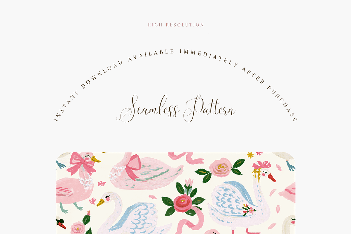 Pink Swan Seamless Pattern, a Pattern Graphic by Pati Charm Studio (Photo 2 of 6)