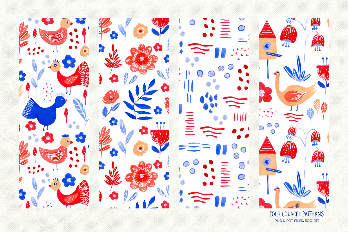Folk Gouache Patterns, a Pattern Graphic by Webvilla Studio (Photo 7 of 7)