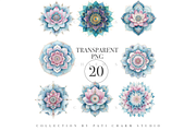 20 Watercolor Mandala Clipart, a Decorative Illustration by Pati Charm Studio (Thumbnail 3 of 8)
