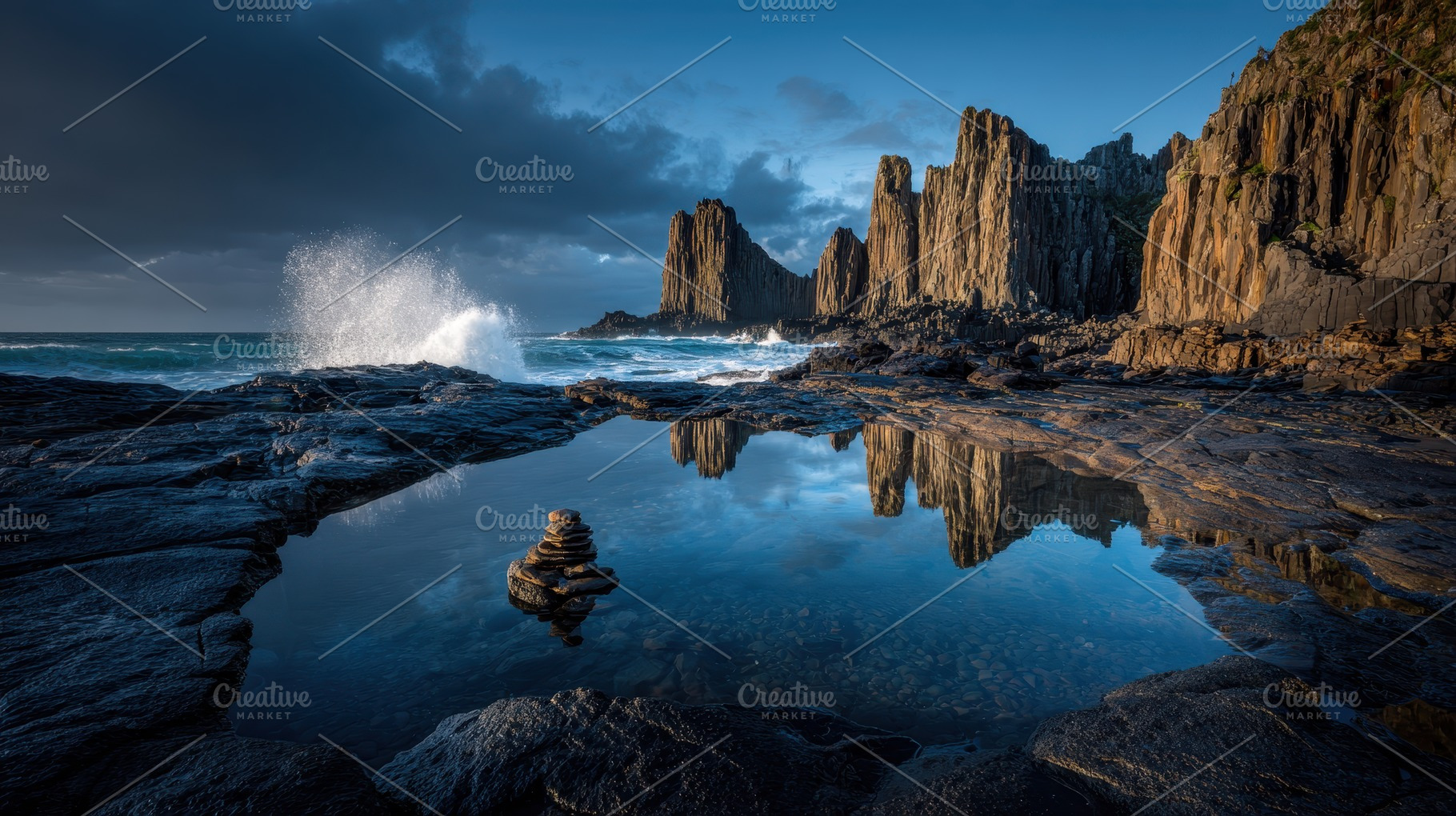 Coastal Rock Formations Ocean Waves, a Photo by Pixeness Studio