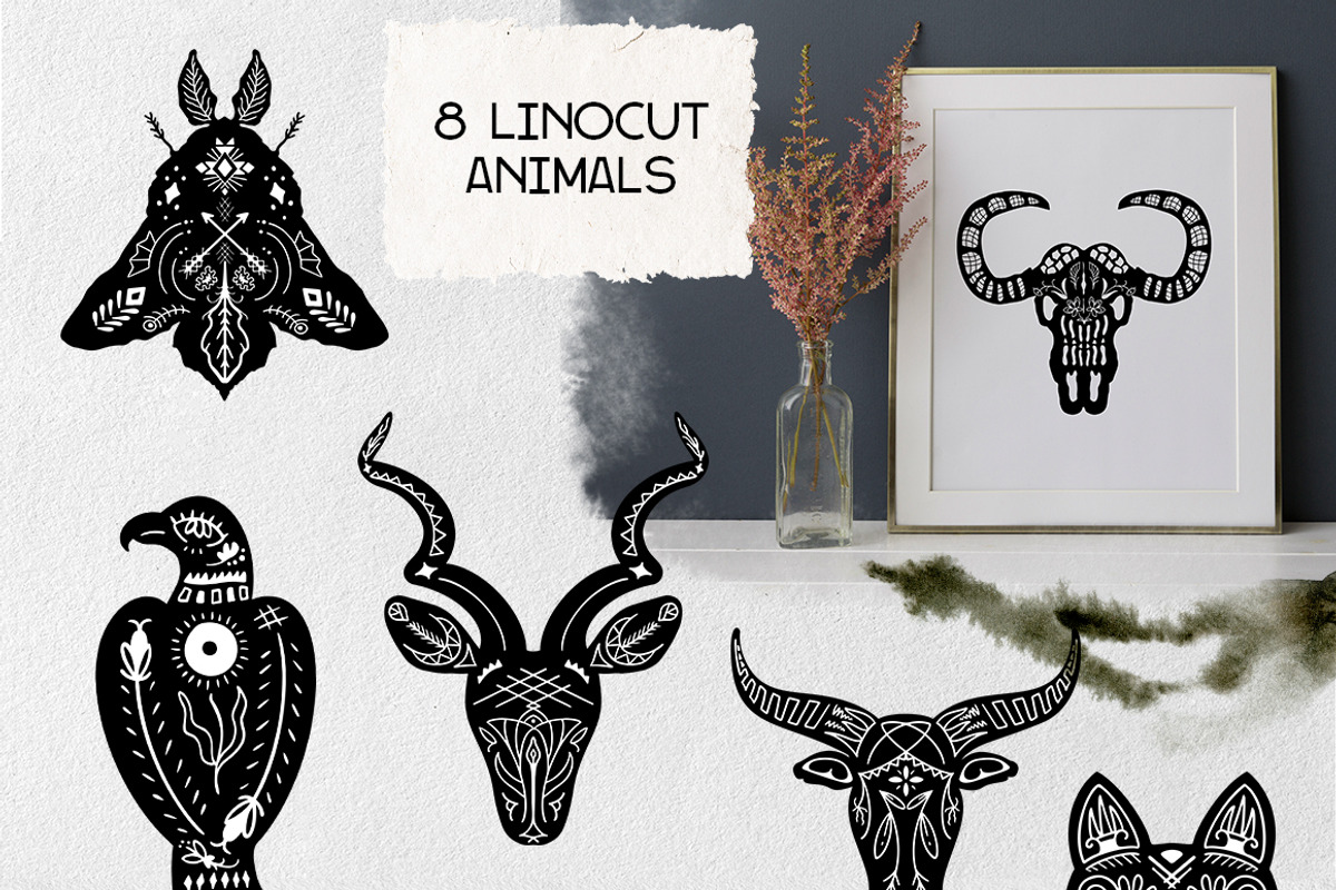 Mystical linocut boho. Celestial set, a Background Graphic by KomannaArt (Photo 2 of 12)