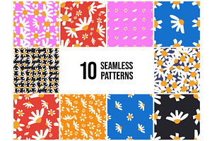 Daisy patterns set featuring ten, an Object Illustration by Alena Stoyko design