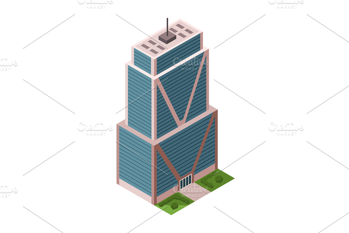 Office building, isometric, an Object Illustration by the8monkey