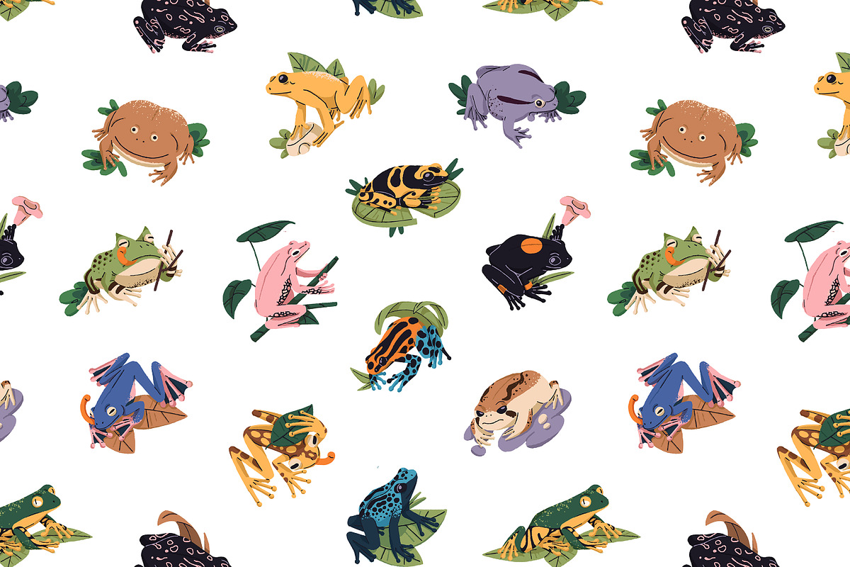 Frogs and toads seamless patterns, a Pattern Graphic by PaperTrident (Photo 2 of 8)